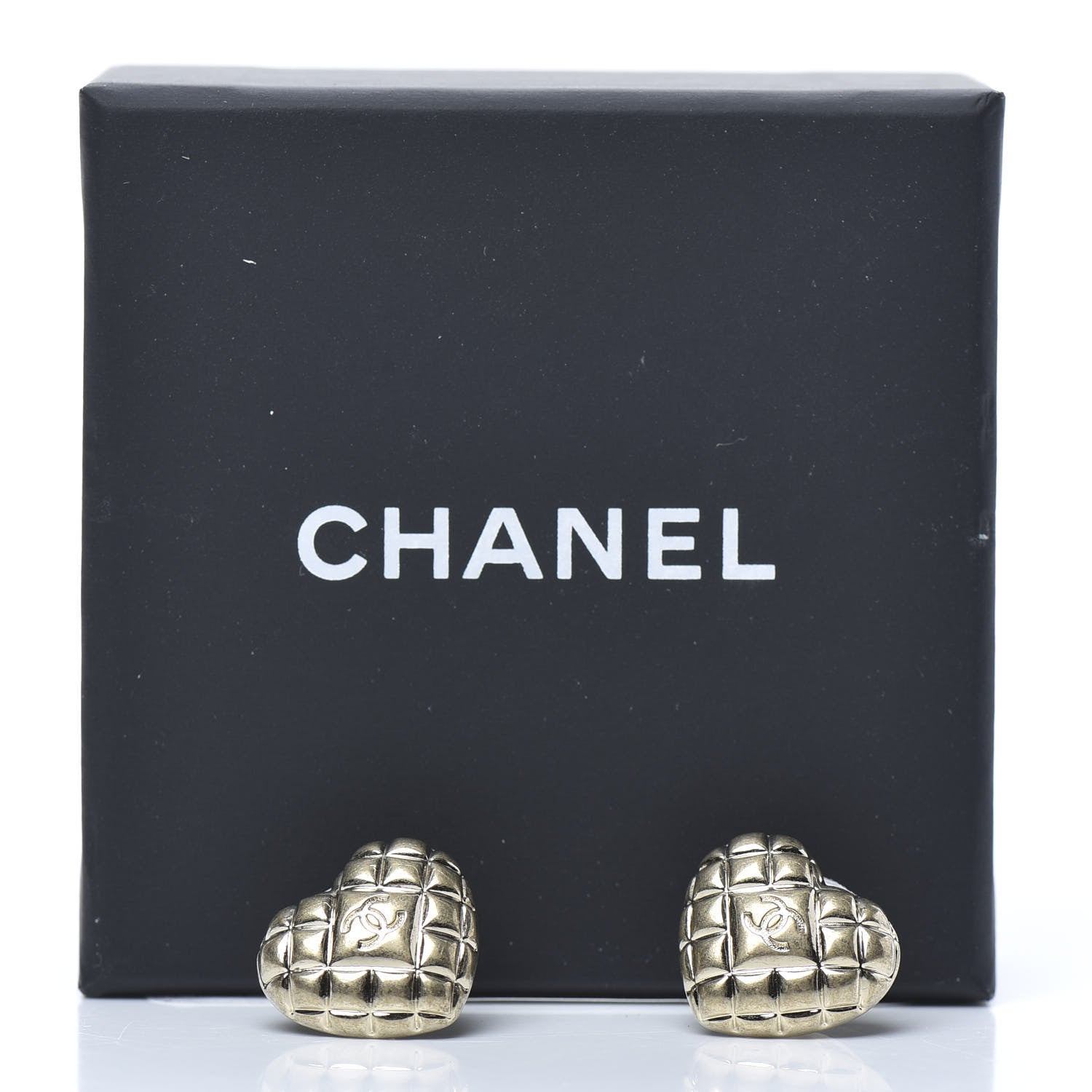 Chanel Quilted CC Heart Earrings Gold 5 of 5