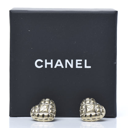 Chanel Quilted CC Heart Earrings Gold 5 of 5