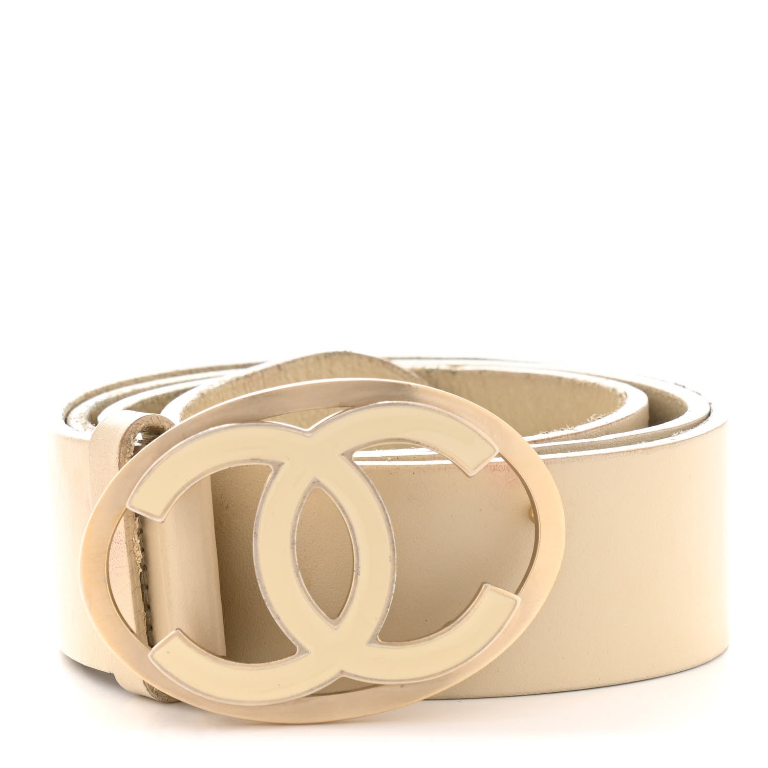 Chanel Calfskin Enamel CC Logo Belt Light Beige 1 of 12