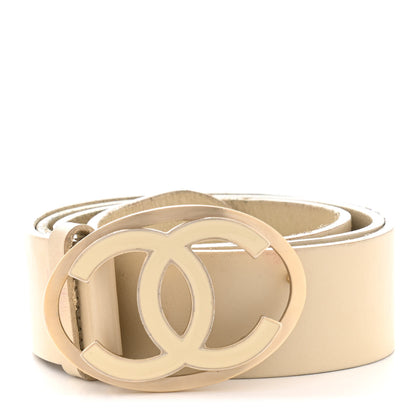 Chanel Calfskin Enamel CC Logo Belt Light Beige 1 of 12