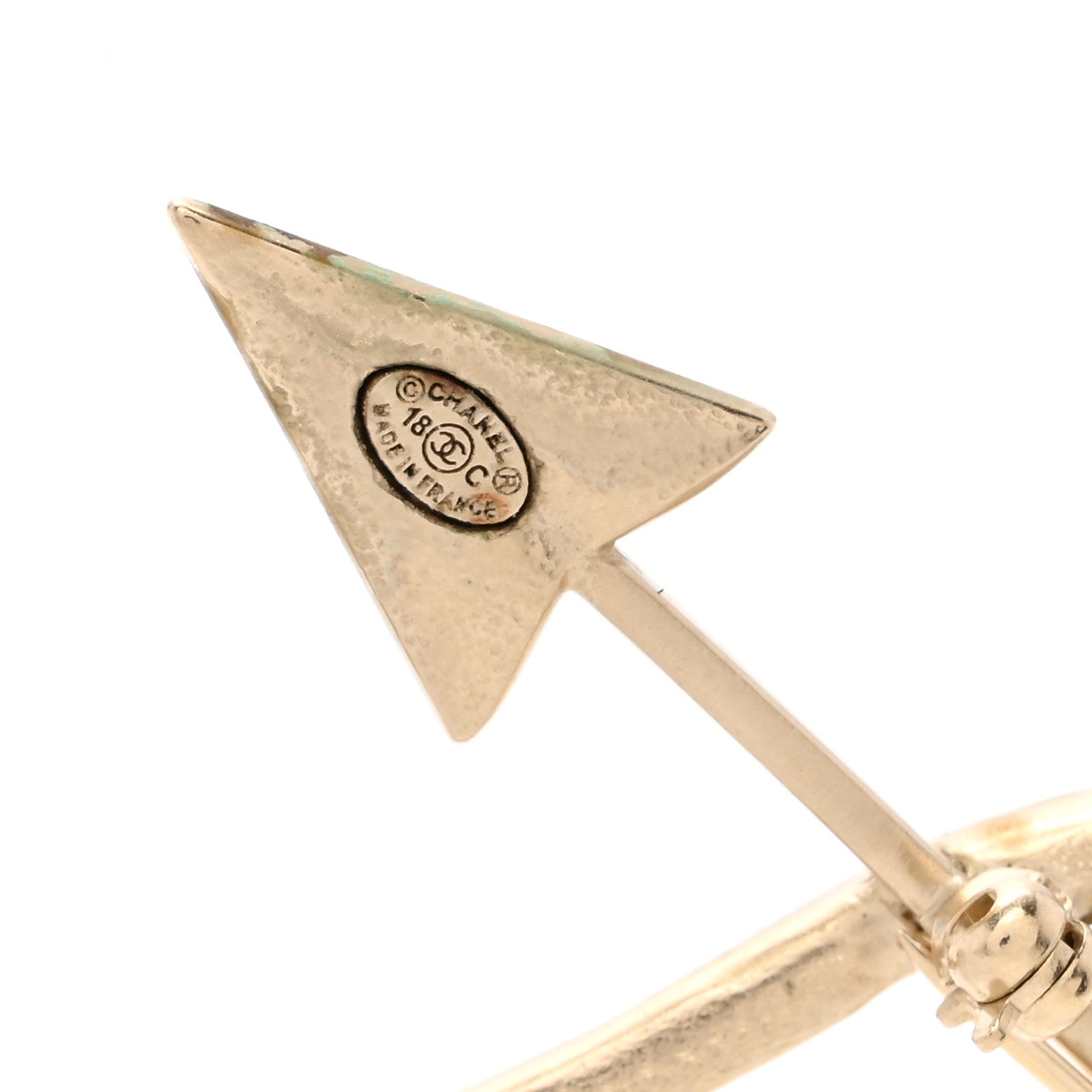 Chanel Crystal Pearl CC Arrow Brooch Gold 4 of 4