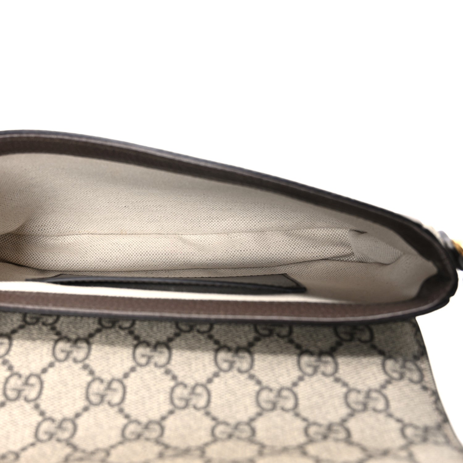 Gucci GG Supreme Monogram Textured Dollar Calfskin Web Mini Ophidia Envelope Shoulder Bag Beige Ebony New Acero 5 of 11