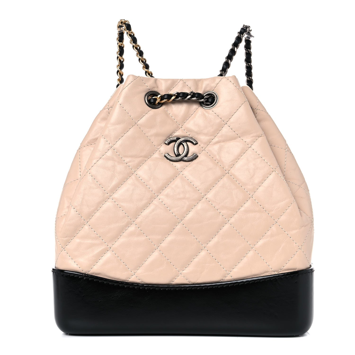 Chanel Aged Calfskin Quilted Small Gabrielle Backpack Beige Black 1 of 13