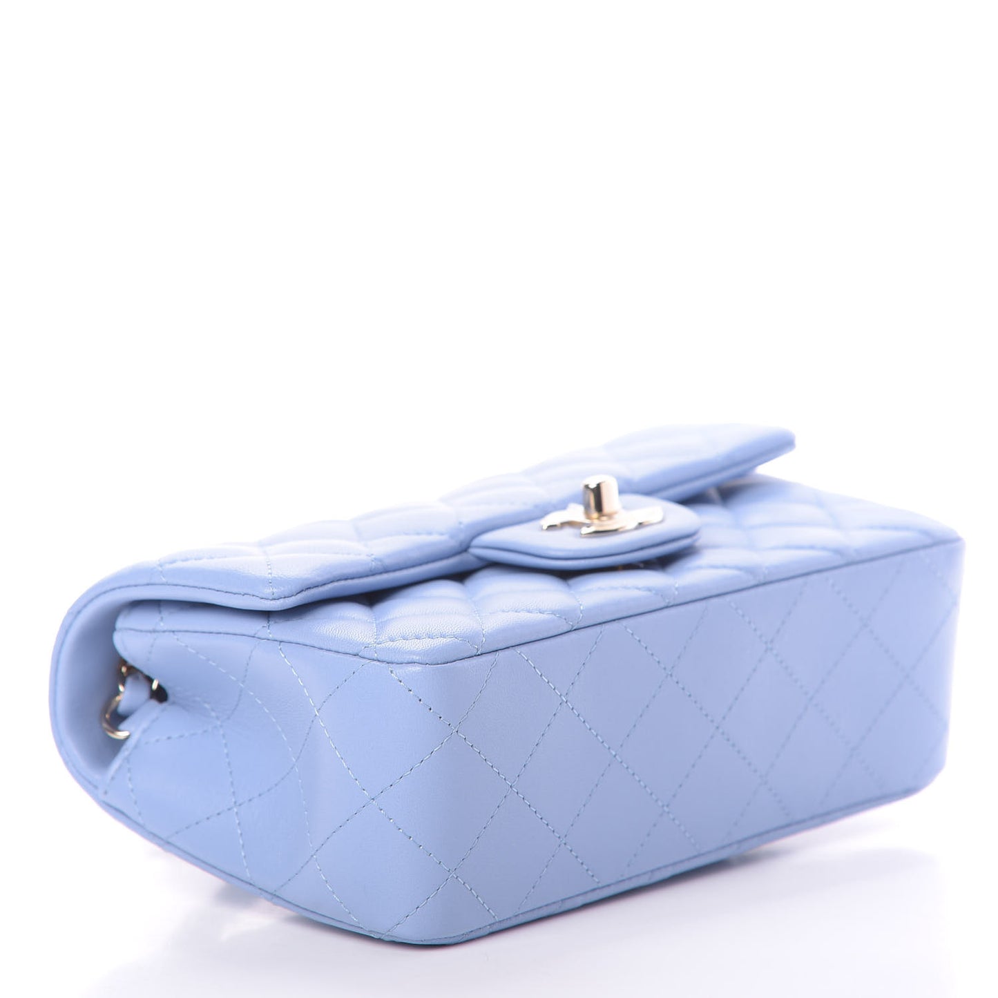 Lambskin Quilted Mini Rectangular Flap Light Blue