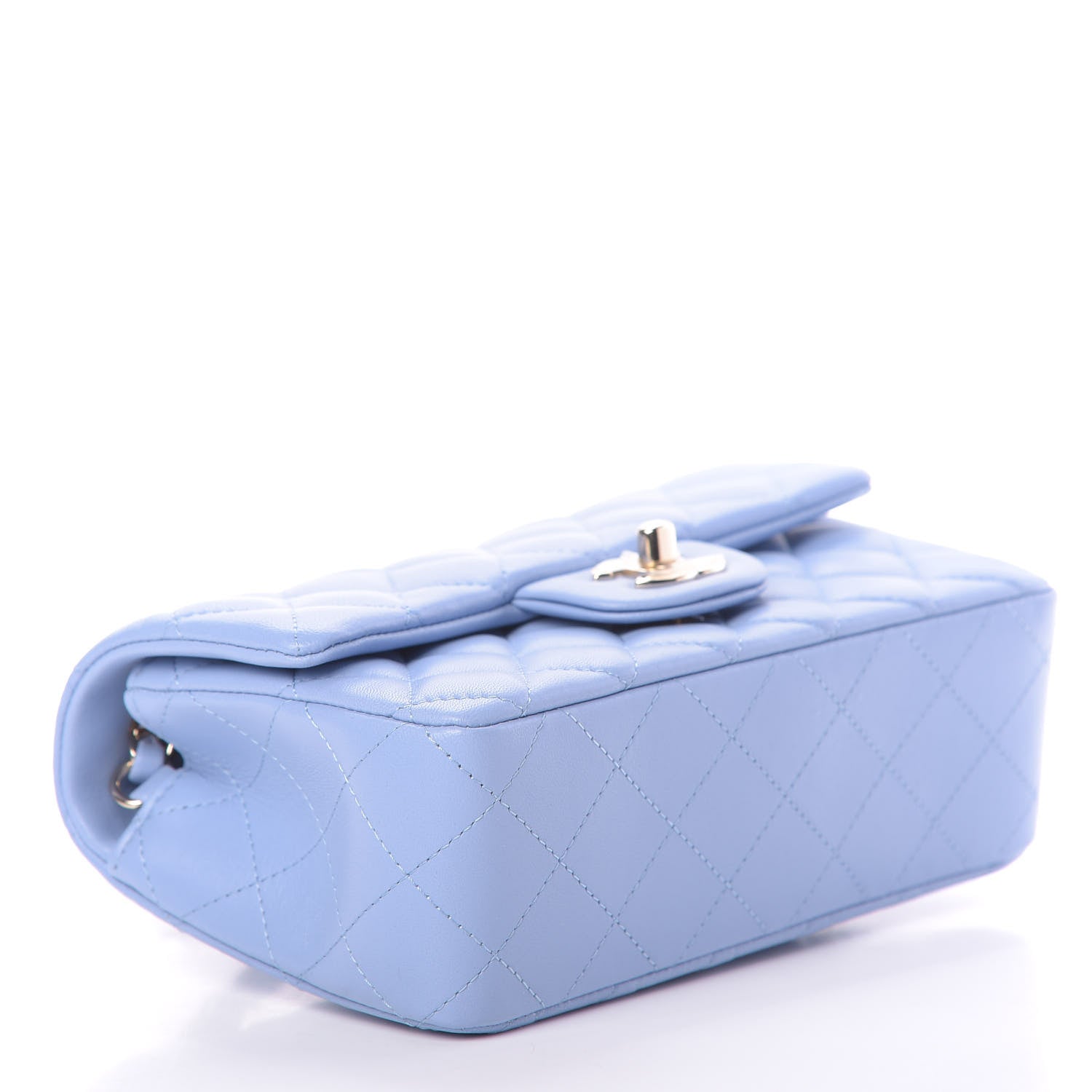 Chanel Lambskin Quilted Mini Rectangular Flap Light Blue 4 of 11