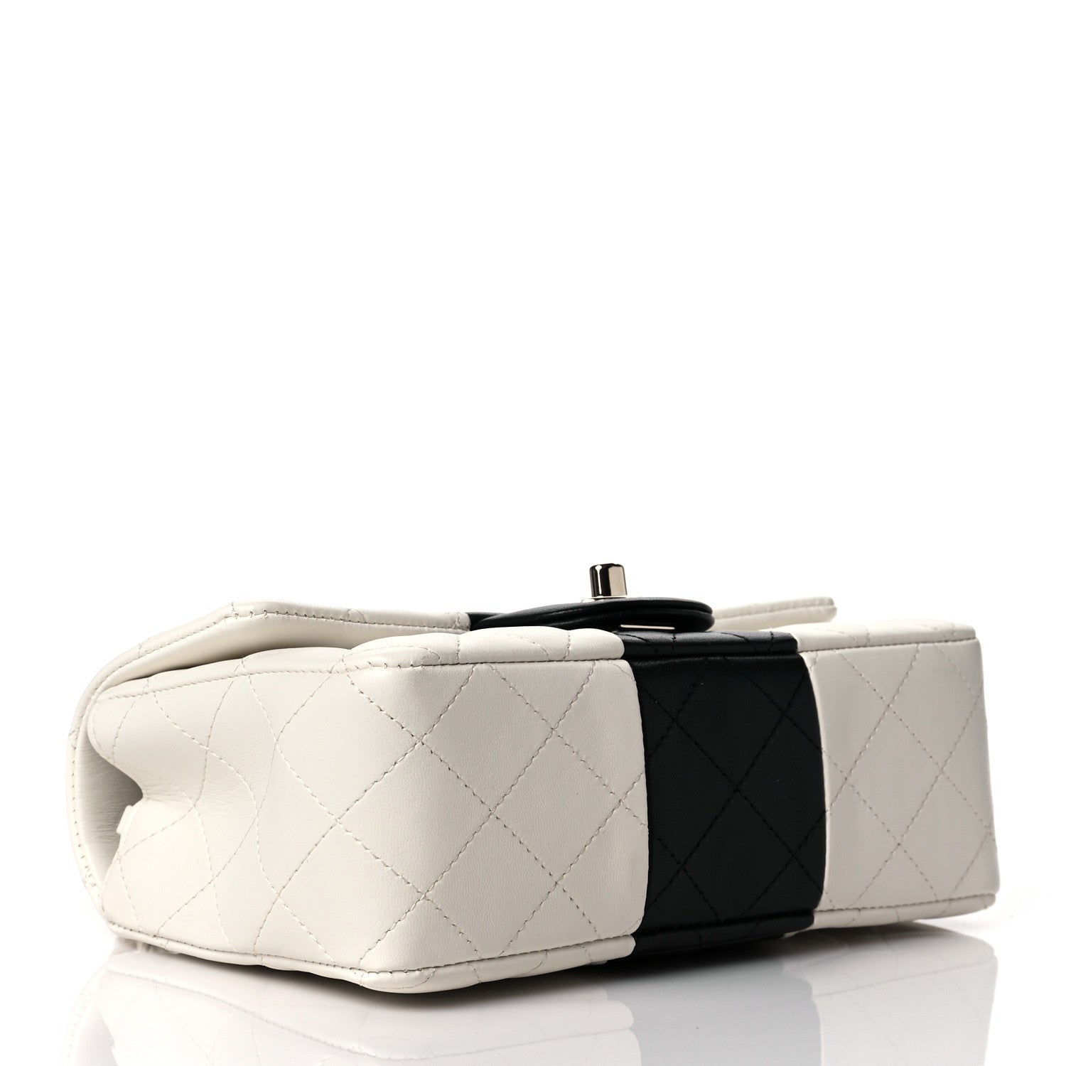 Chanel Lambskin Quilted Mini Rectangular Flap White Black 4 of 10