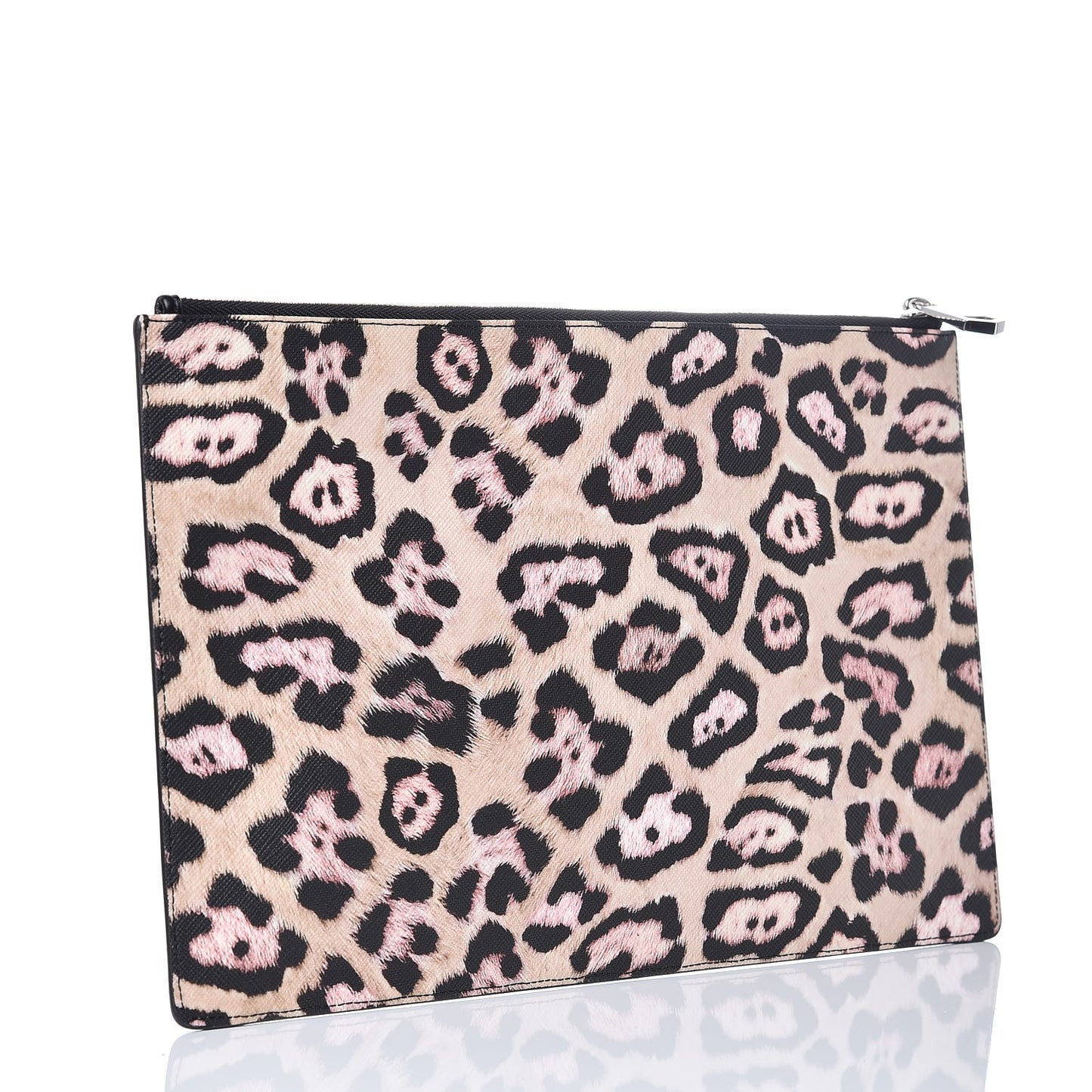 Coated Canvas Jaguar Print Zip Pouch