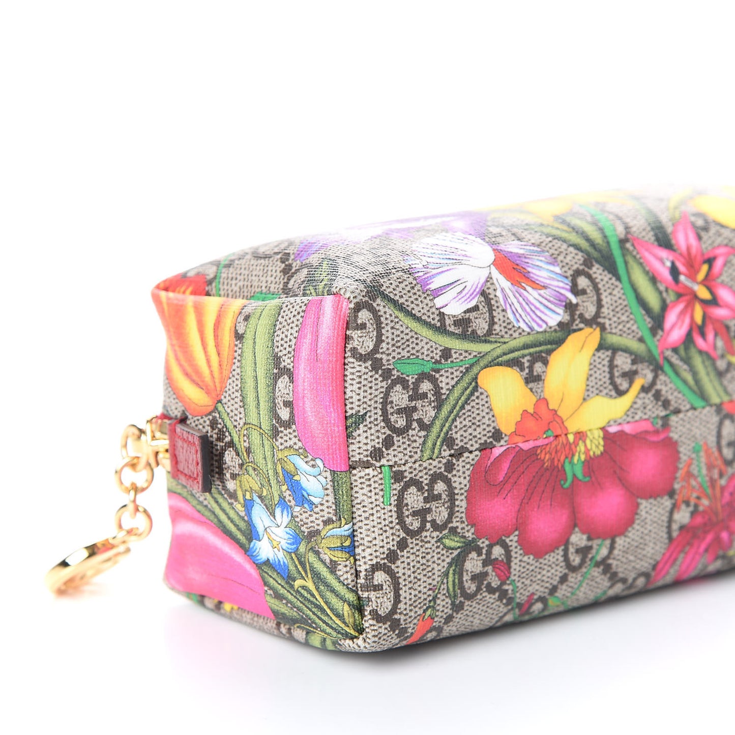Soft GG Supreme Monogram Flora Calfskin Small Ophidia Cosmetic Case Beige Ebony Multicolor Rosso