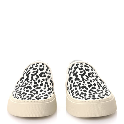 Saint Laurent Canvas Babycat Print Venice Slip On Sneakers 37 Black White 3 of 8