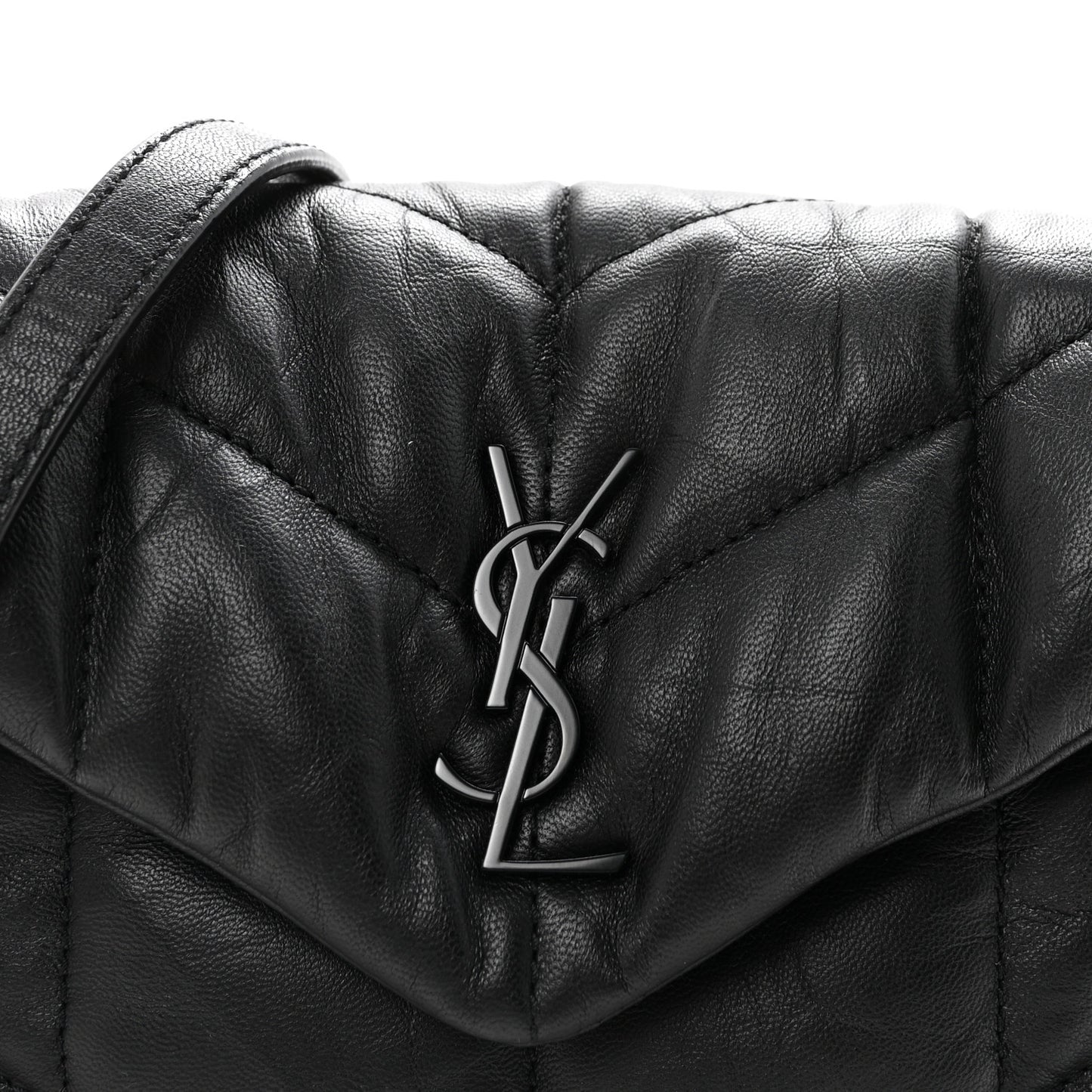 Calfskin Quilted Toy Loulou Puffer Monogram Monochrome Chain Satchel Black
