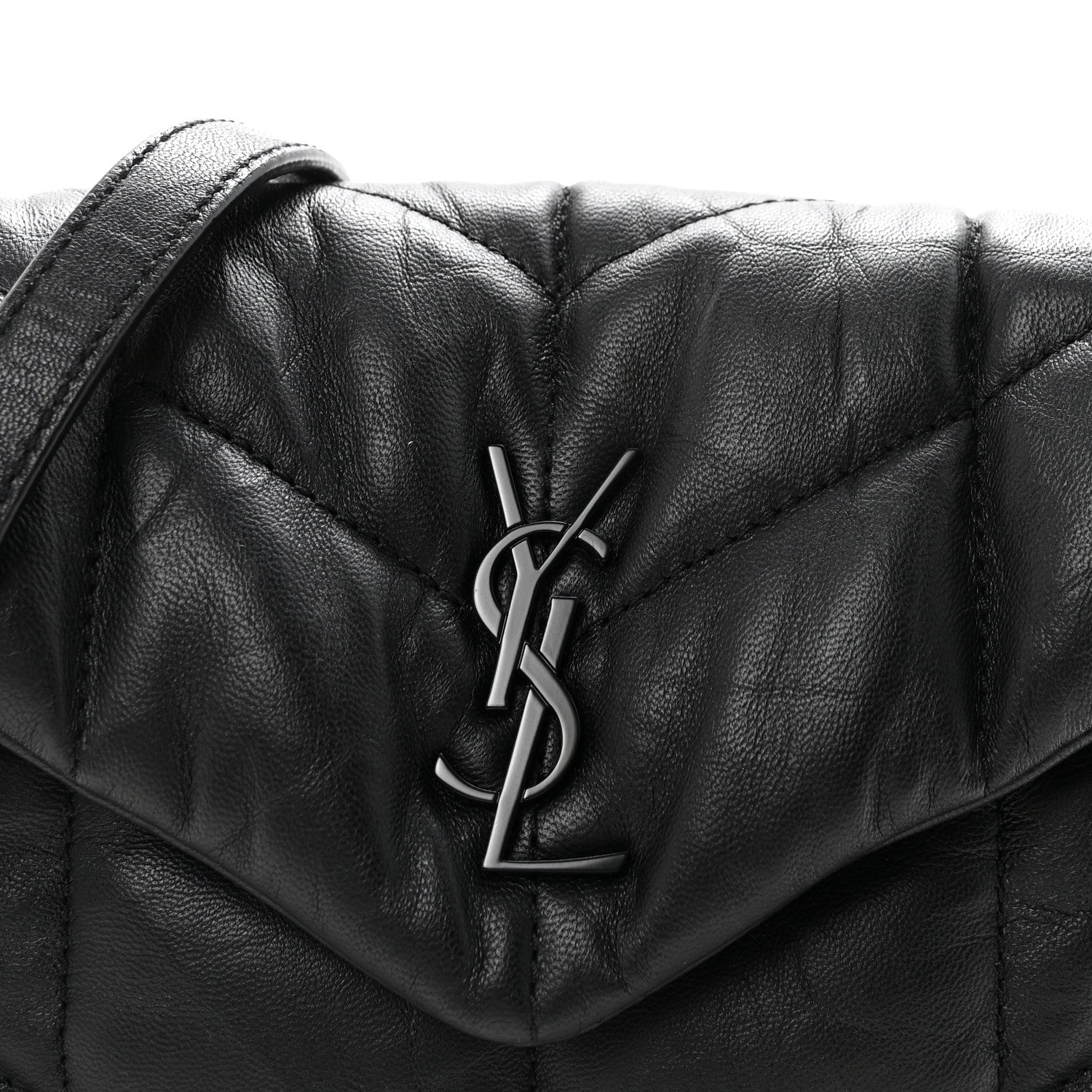 Saint Laurent Calfskin Quilted Toy Loulou Puffer Monogram Monochrome Chain Satchel Black 7 of 10