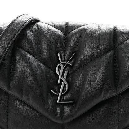 Saint Laurent Calfskin Quilted Toy Loulou Puffer Monogram Monochrome Chain Satchel Black 7 of 10