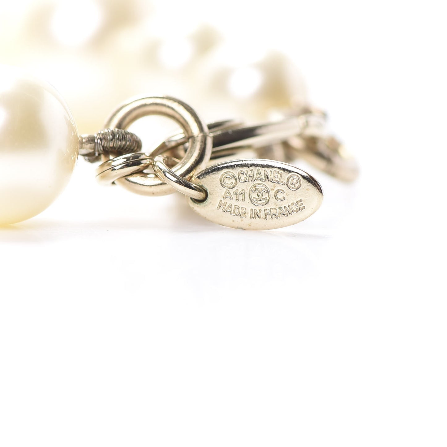 Crystal Pearl CC Short Necklace Gold