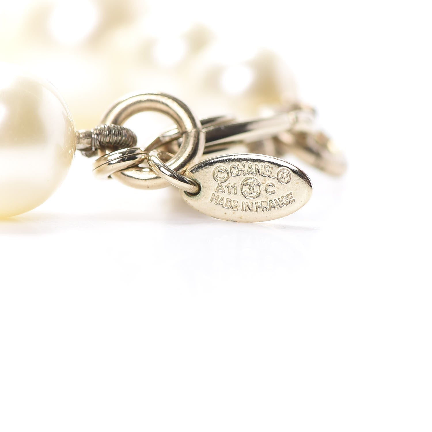 Chanel Crystal Pearl CC Short Necklace Gold 4 of 6