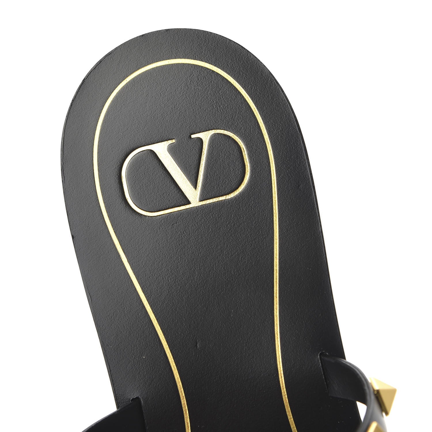Valentino Garavani Calfskin Rockstud Flair Caged Flat Slide Sandals 39 Black 7 of 9