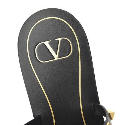 Valentino Garavani Calfskin Rockstud Flair Caged Flat Slide Sandals 39 Black 7 of 9