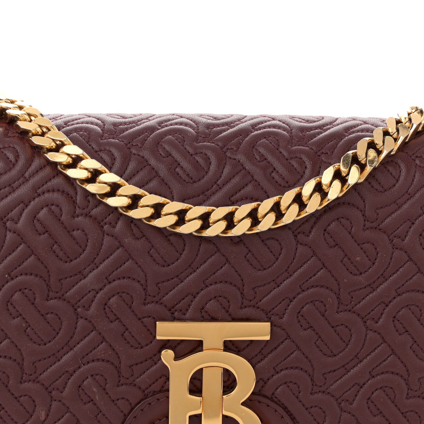 Calfskin Monogram Embossed Small TB Chain Bag Oxblood