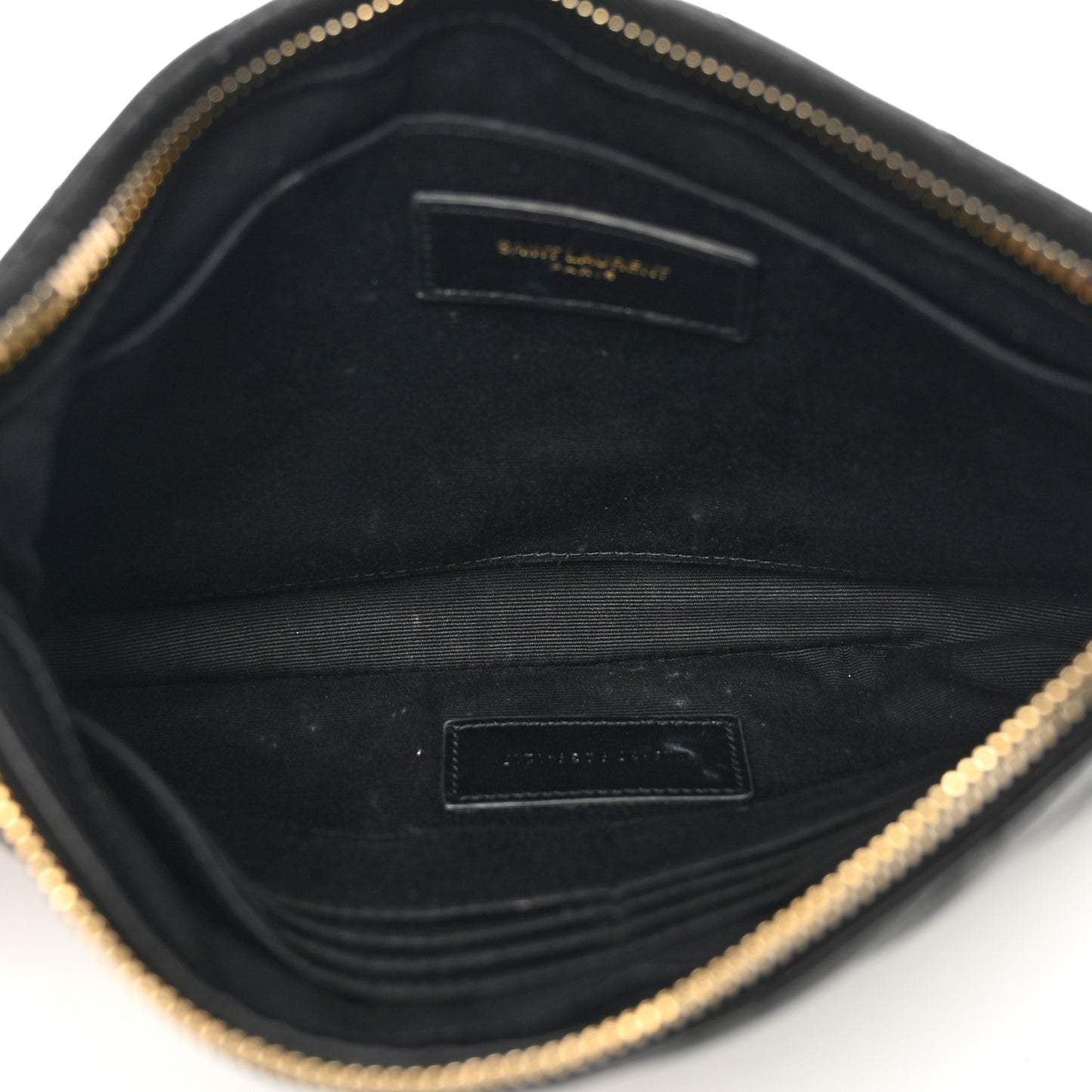 Calfskin Matelasse Chevron Monogram A5 Wristlet Black