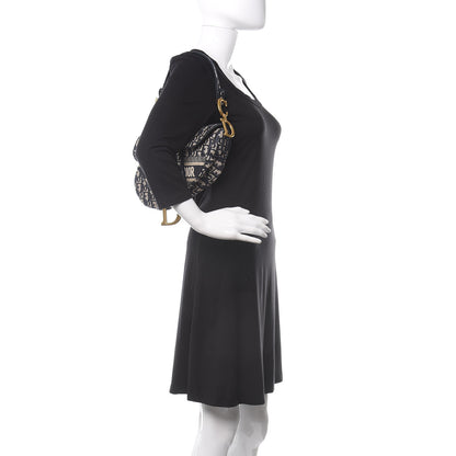 Christian Dior Oblique Embroidered Saddle Bag Blue 2 of 9