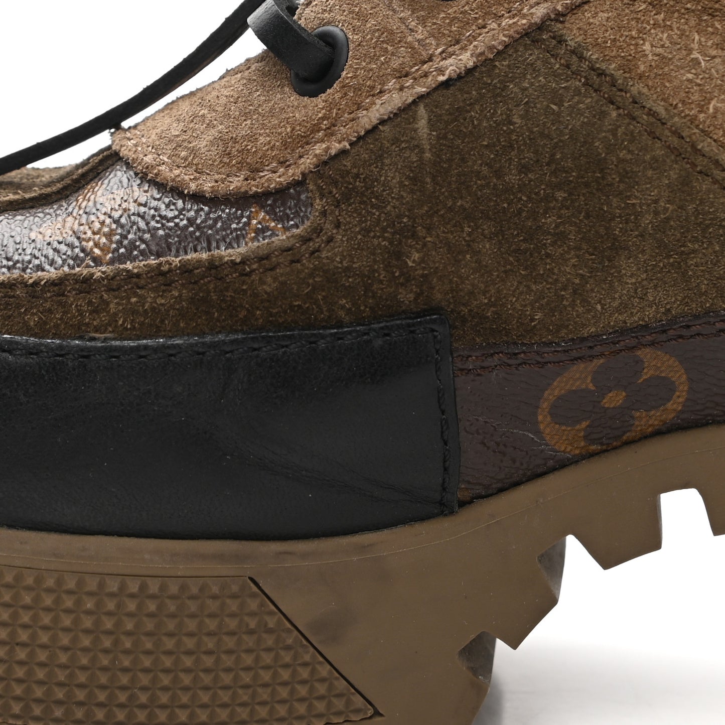 Suede Calfskin Monogram Laureate Platform Desert Boots 38 Taupe