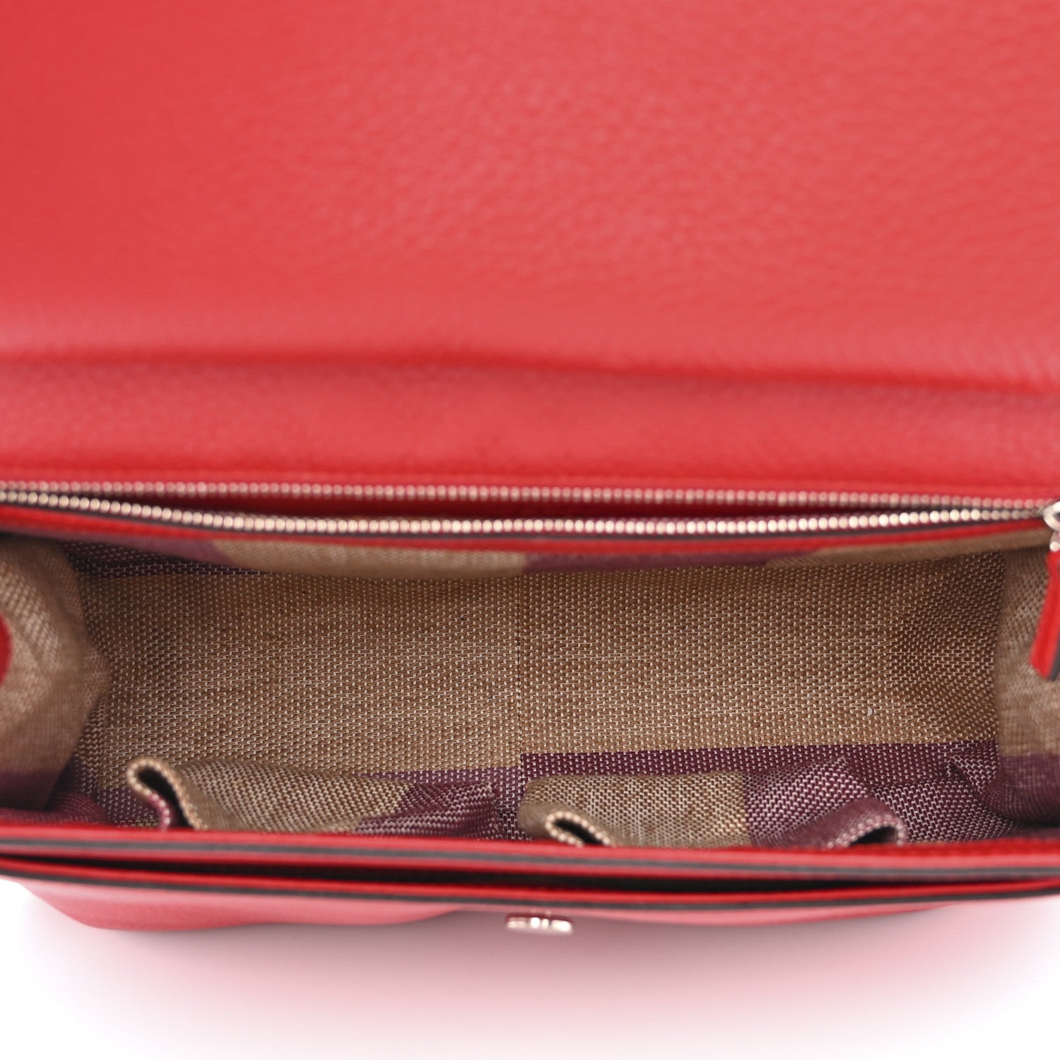 Gucci Pebbled Calfskin Medium Bamboo Daily Flap Shoulder Bag Red 5 of 11