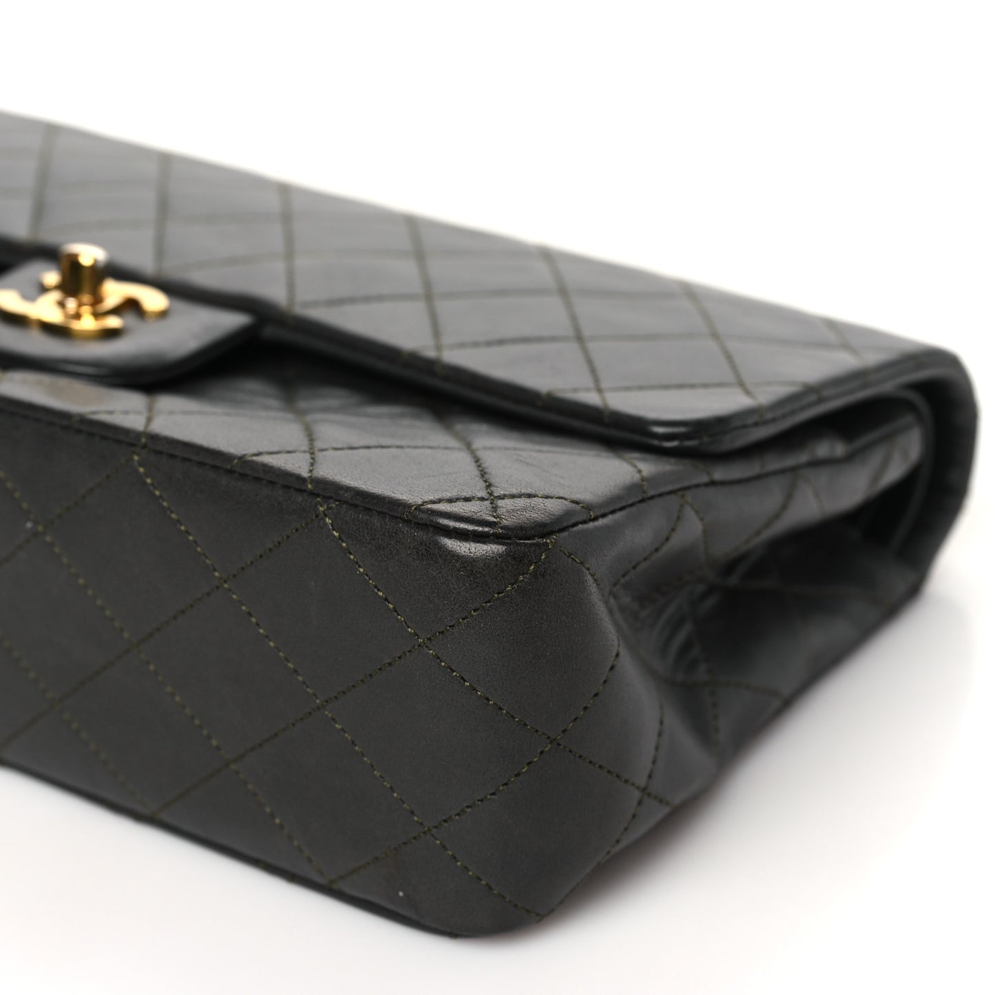 Lambskin Quilted Medium Double Flap Dark Grey