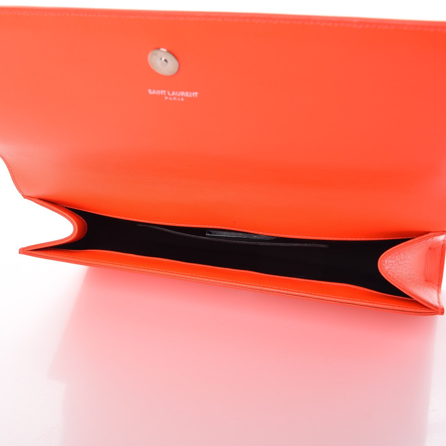 Saint Laurent Calfskin Classic Monogram Clutch Neon Orange 5 of 7