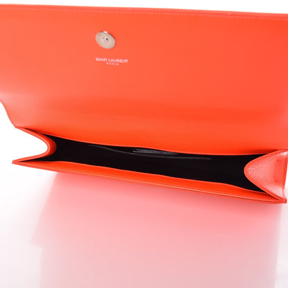 Saint Laurent Calfskin Classic Monogram Clutch Neon Orange 5 of 7