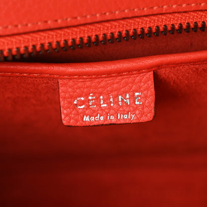 Celine Drummed Calfskin Nano Luggage Vermillion 6 of 10