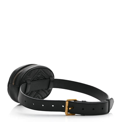 Gucci Calfskin Matelasse GG Marmont Belt Bag 85 34 Black 3 of 10