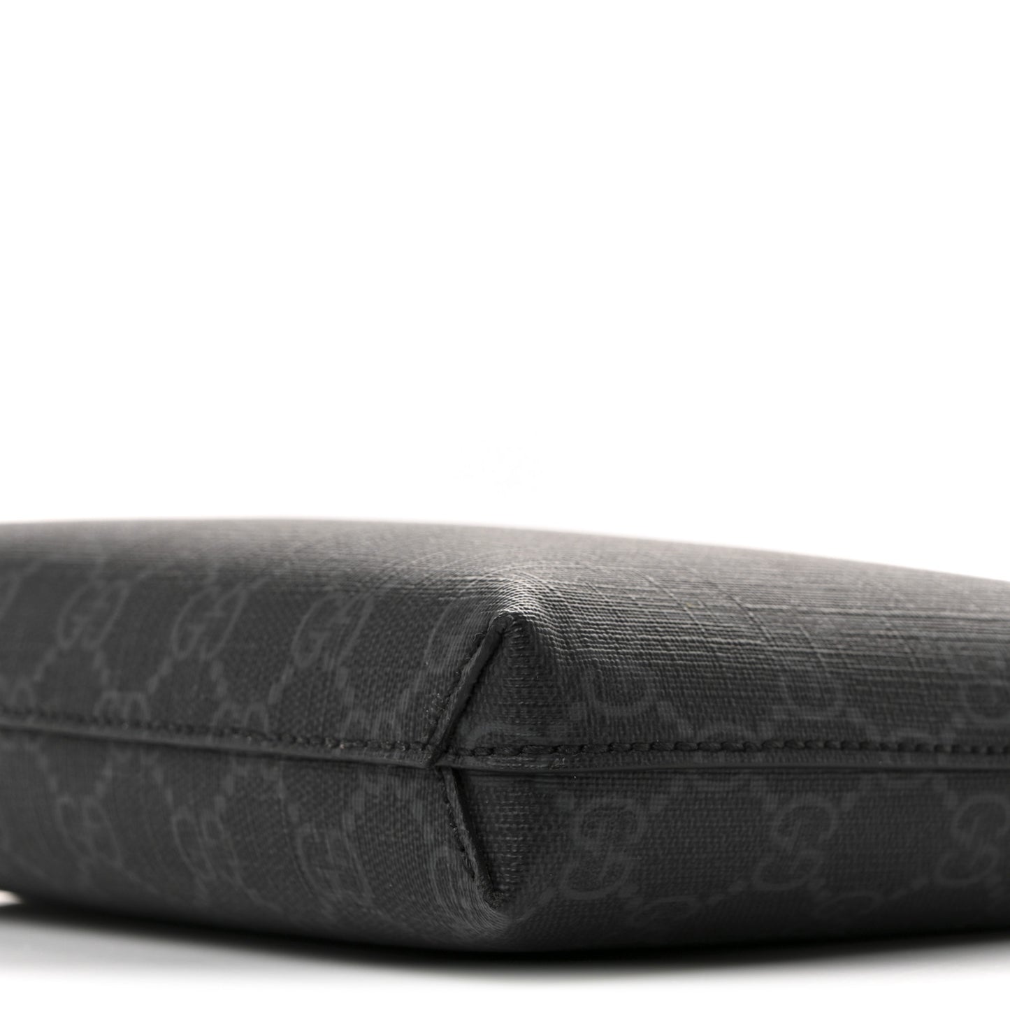 GG Supreme Monogram Azalea Calfskin Retro Interlocking G Wristlet Messenger Bag Black