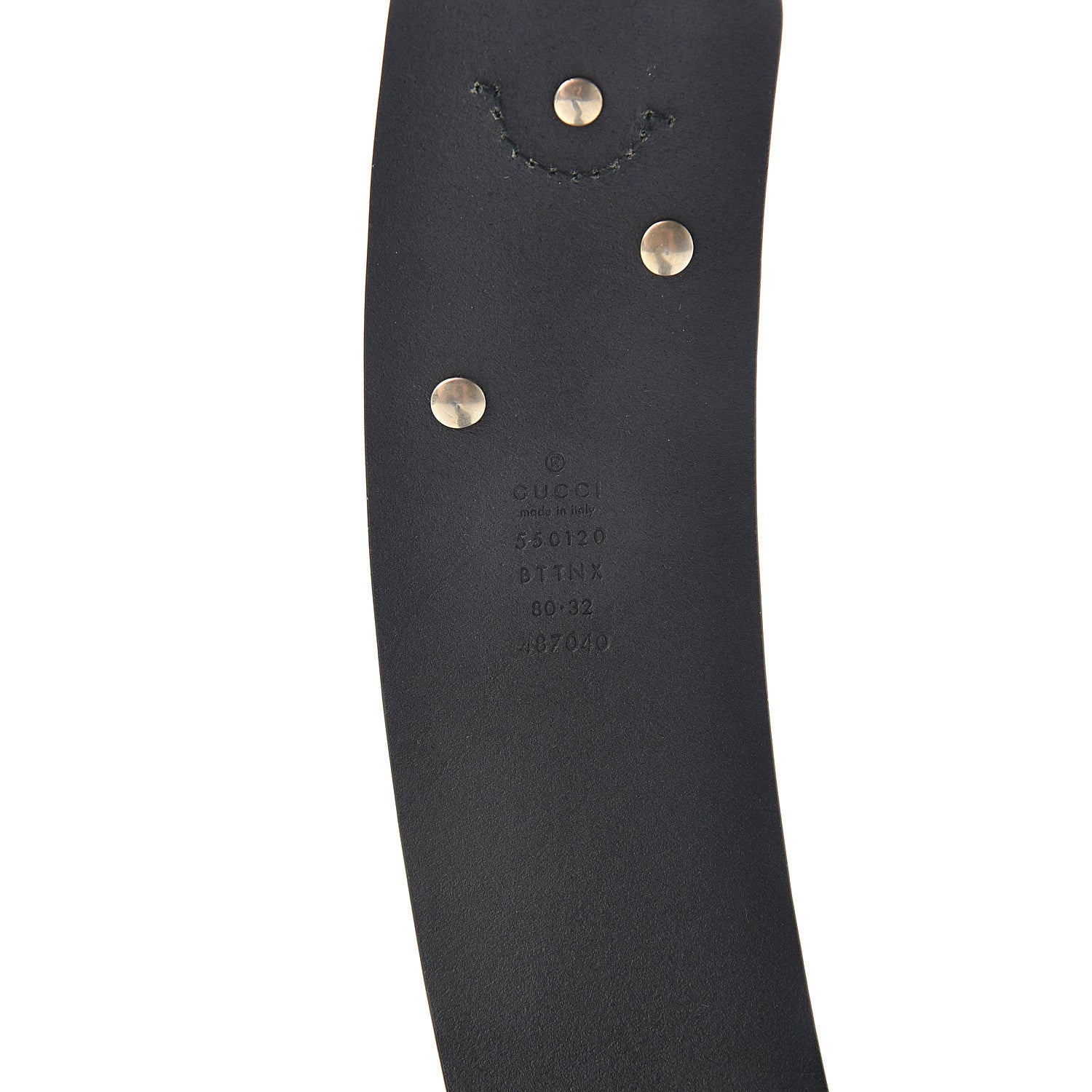 Gucci Calfskin Studded Torchon GG Marmont Selleria Belt 80 32 Black Multicolor 3 of 5