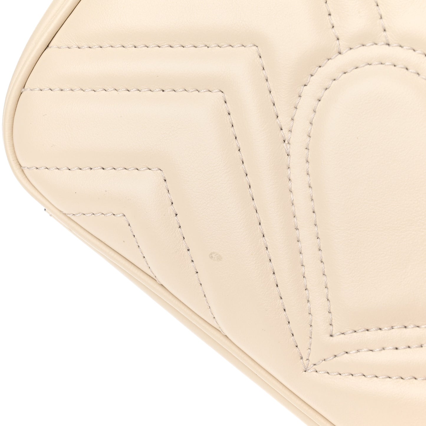 Calfskin Matelasse Mini GG Marmont Shoulder Bag White