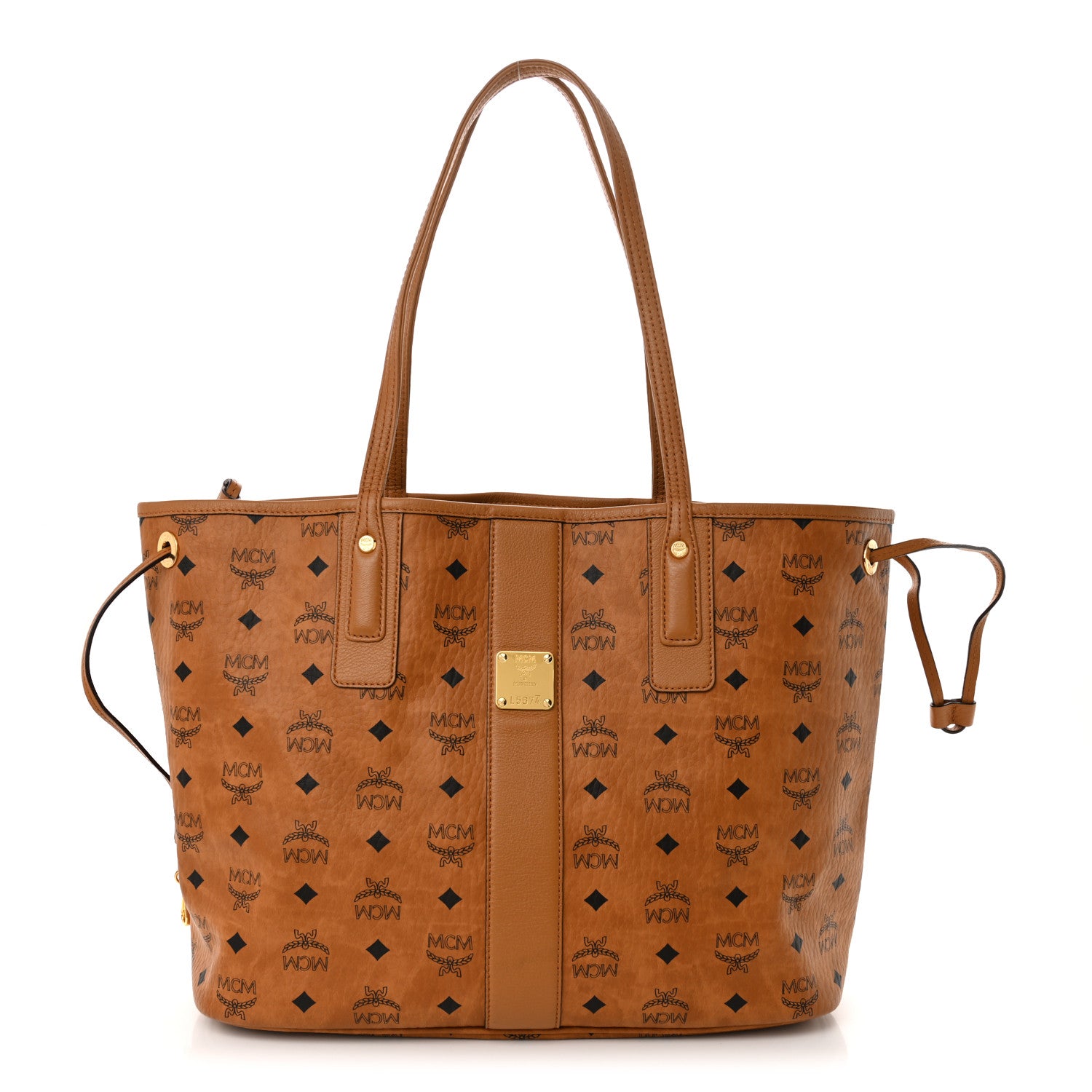 MCM Visetos Medium Liz Reversible Shopper Tote Cognac 1 of 17