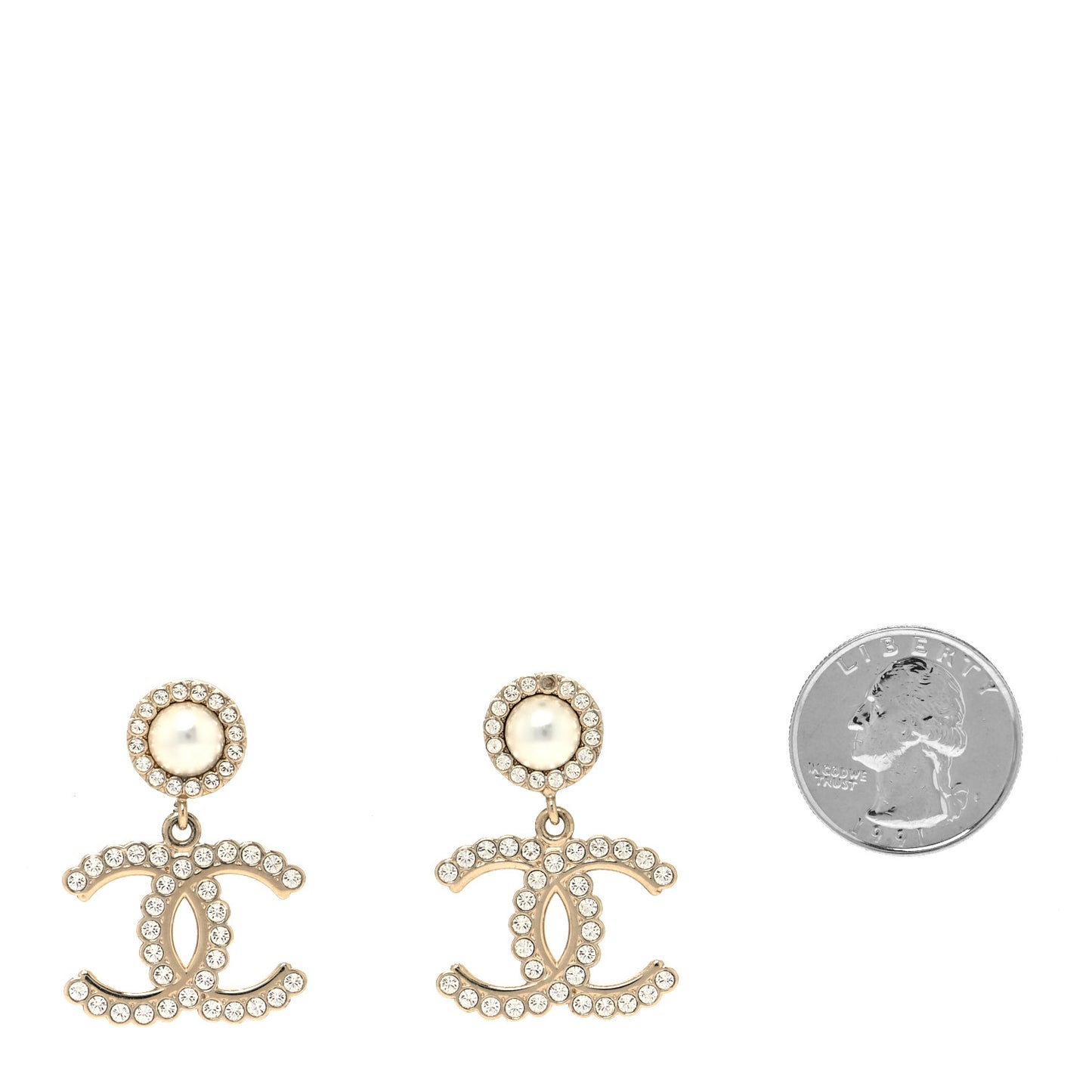 Crystal Pearl Bow-tiful CC Drop Earrings Gold