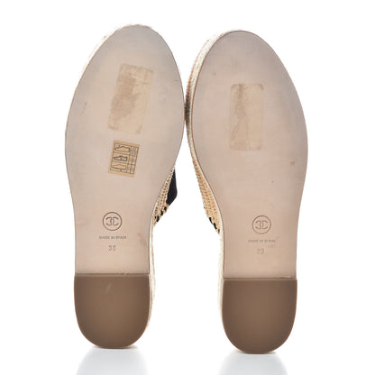 Chanel Suede Grosgrain CC Espadrille Mules 38 Black 7 of 9