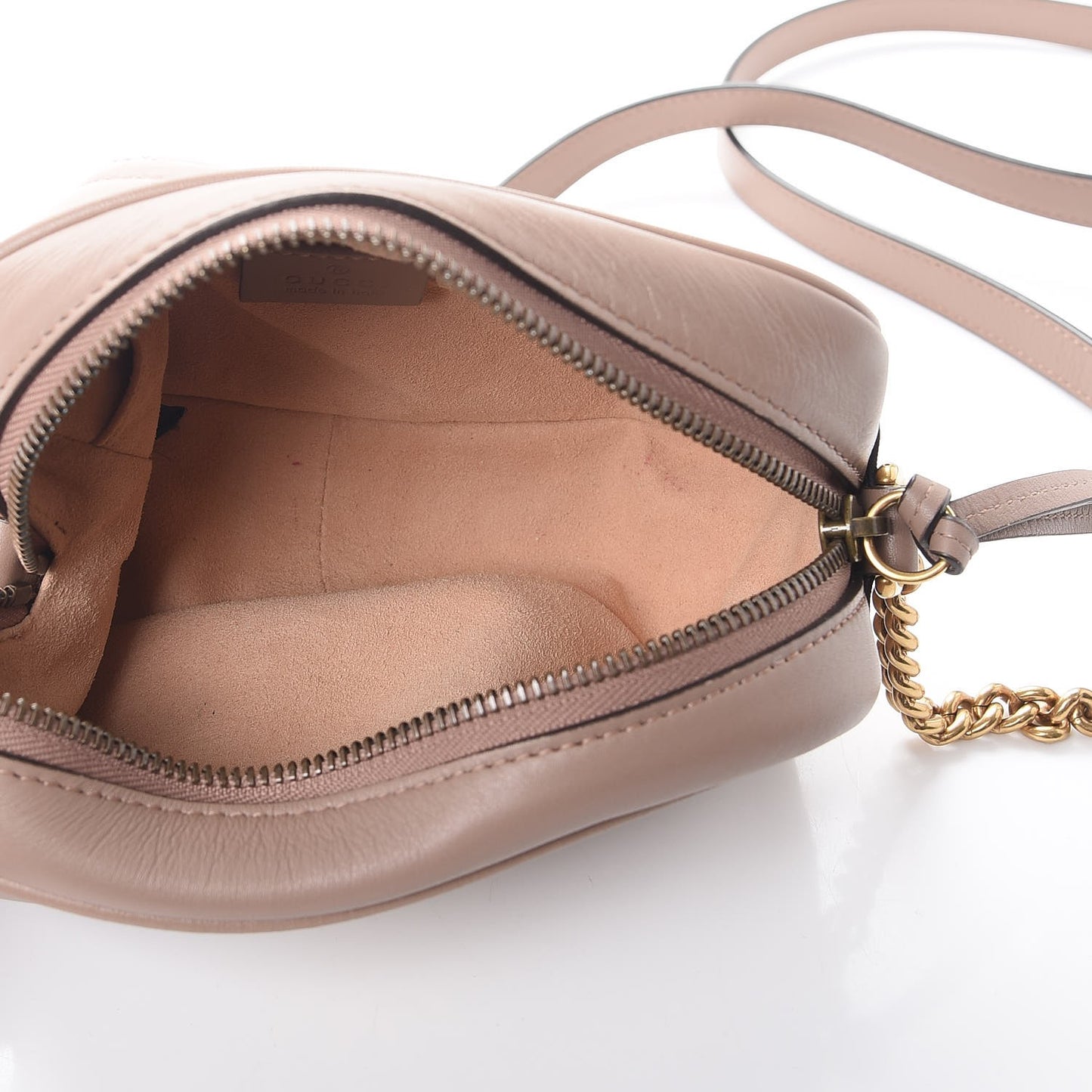Calfskin Matelasse Mini GG Marmont Chain Shoulder Bag Nude