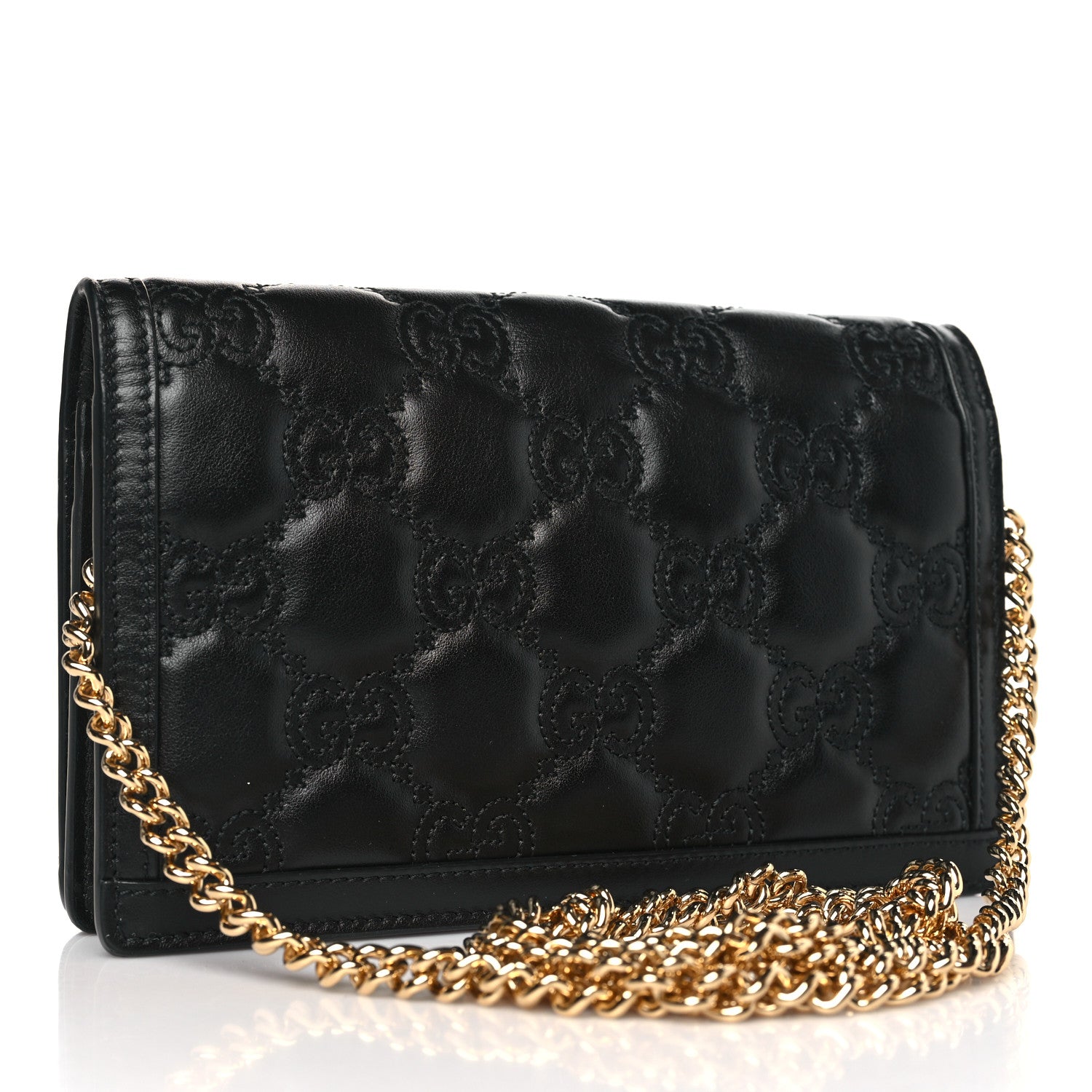 Gucci Calfskin GG Matelasse Chain Wallet Black 3 of 8