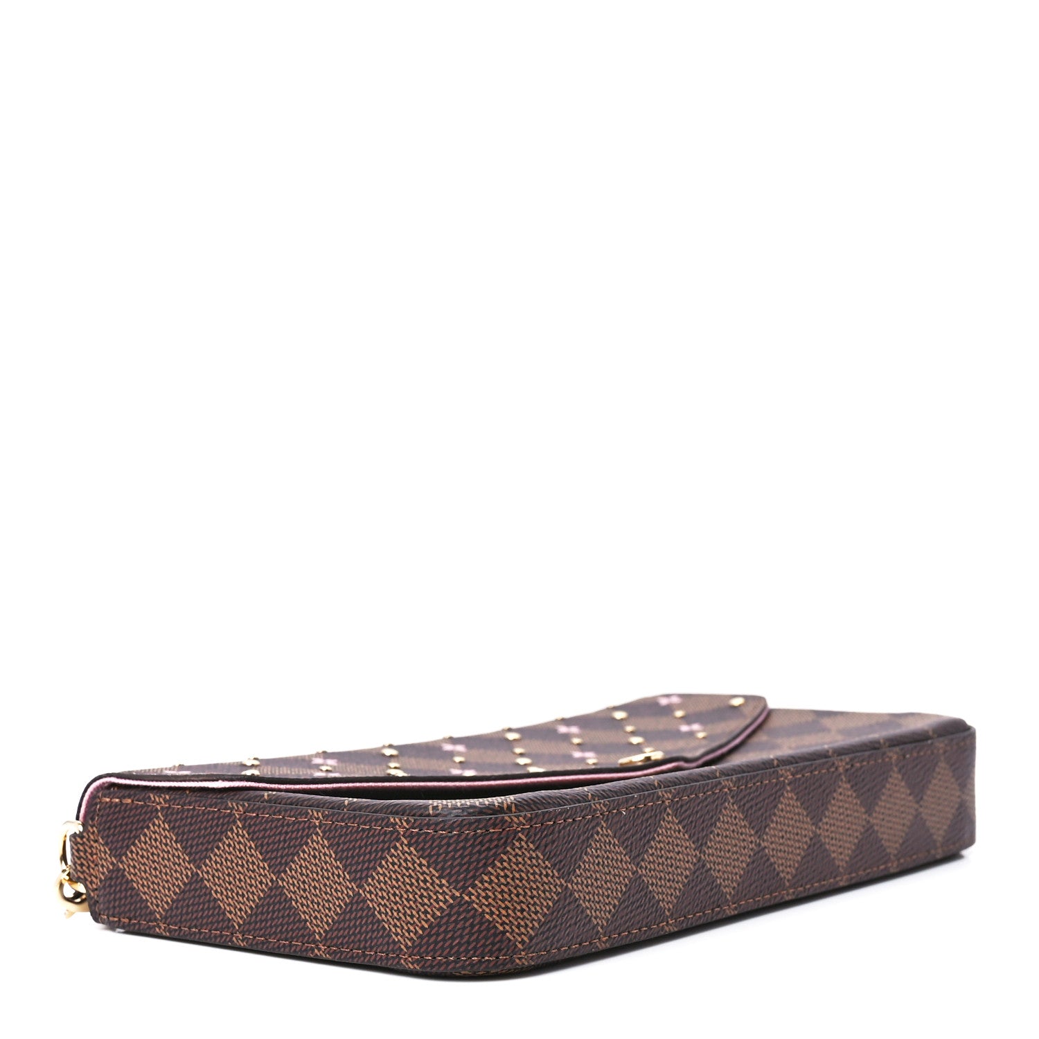 Louis Vuitton Damier Ebene Studded Pochette Felicie Chain Wallet 4 of 15