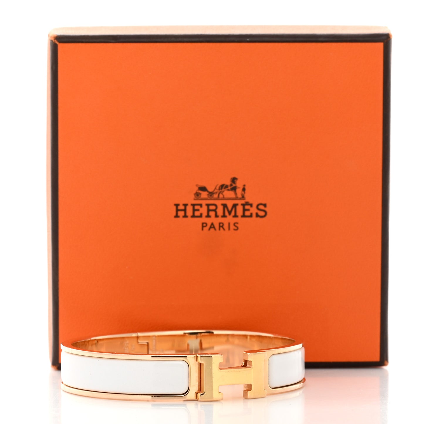 Enamel Narrow Clic Clac H Bracelet PM White