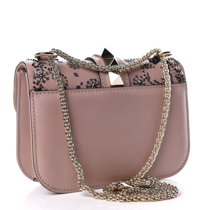 Valentino Garavani Vitello Sequin Embellished Small Glam Lock Rockstud Flap Poudre 3 of 11