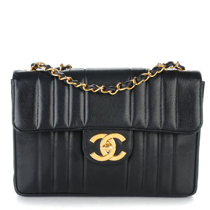 Chanel Caviar Vertical Quilted Jumbo Flap Black 1 of 9