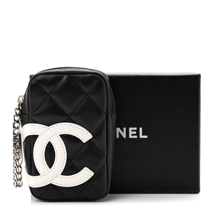 Chanel Calfskin Quilted Cambon Cigarette Case Holder Black White 8 of 8