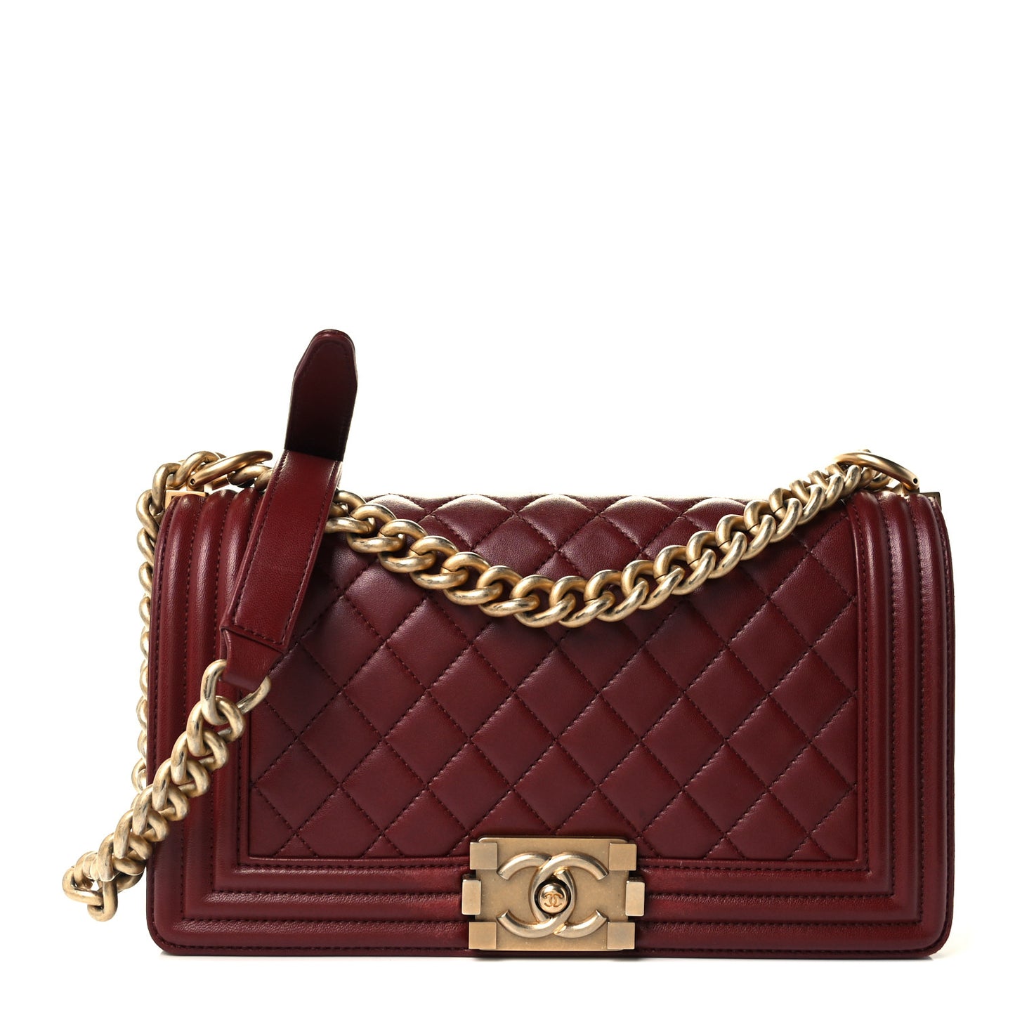 Lambskin Quilted Medium Boy Flap Burgundy