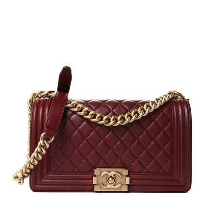 Chanel Lambskin Quilted Medium Boy Flap Burgundy 1 of 12