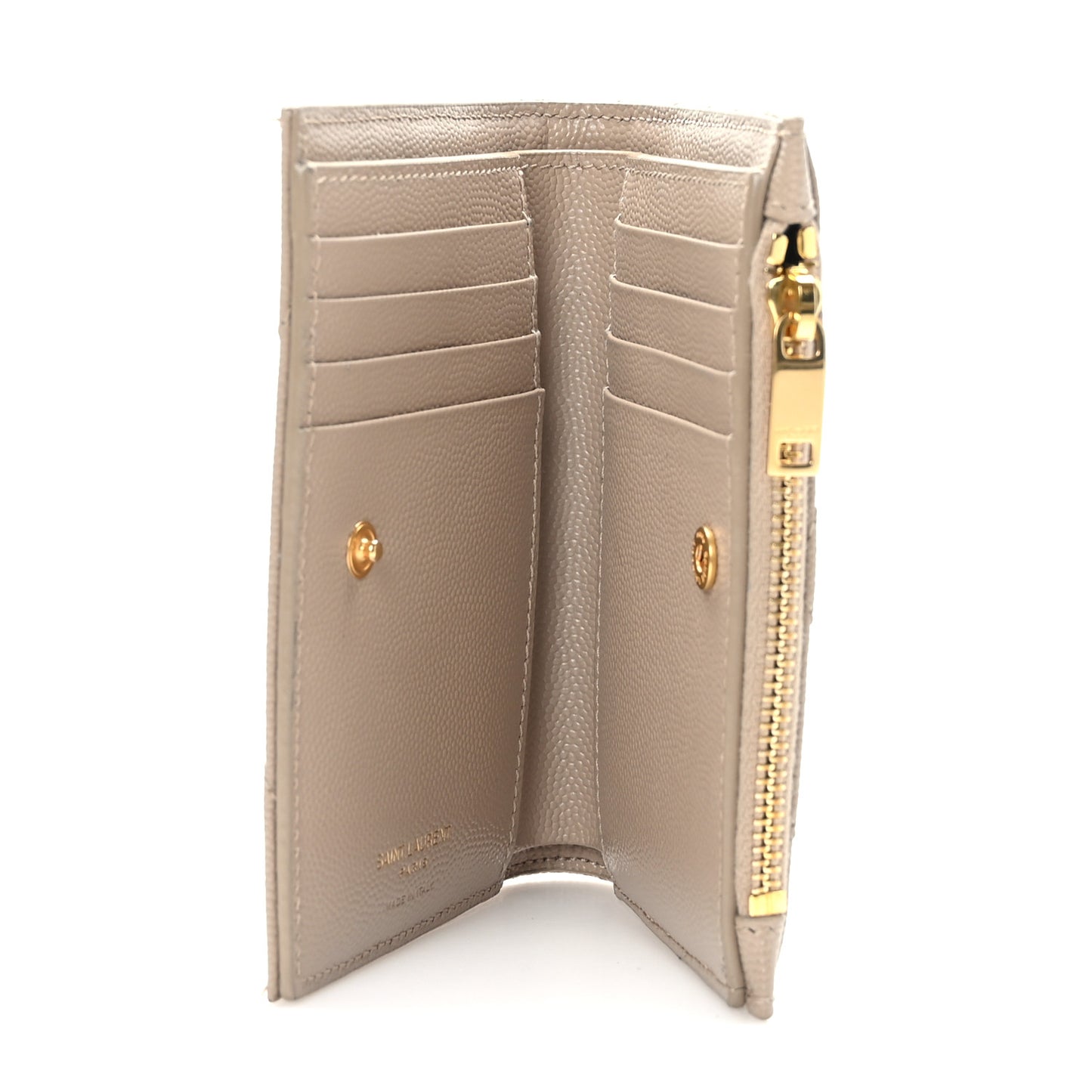 Grain De Poudre Matelasse Chevron Monogram Zipped Two-Part Wallet Dark Beige