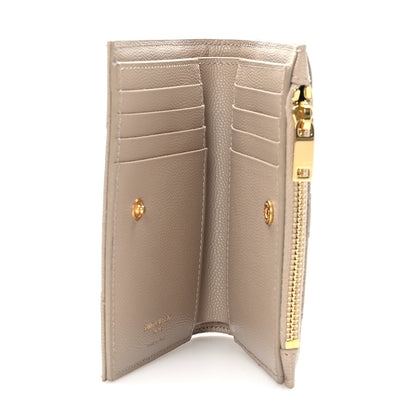 Saint Laurent Grain De Poudre Matelasse Chevron Monogram Zipped Two-Part Wallet Dark Beige 5 of 7