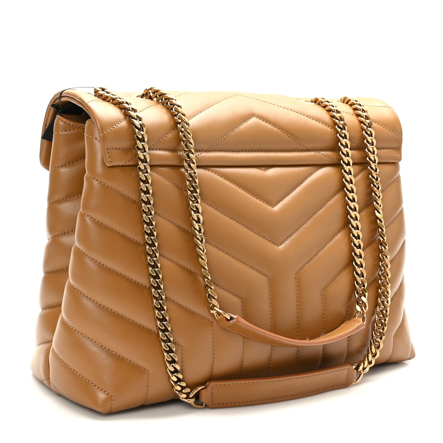Saint Laurent Calfskin Y Quilted Monogram Medium Loulou Chain Satchel Dark Natural 3 of 9