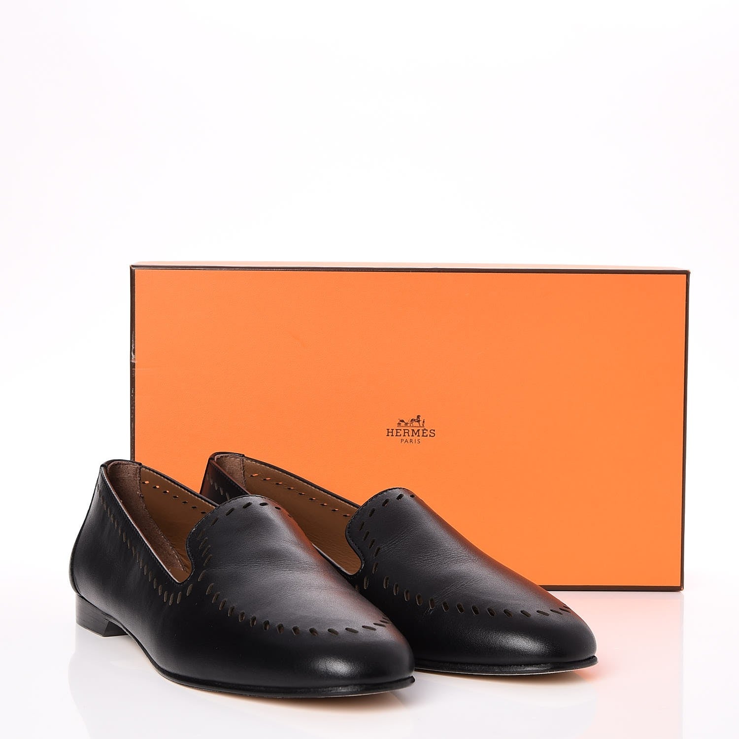 Hermes Calfskin Ovale Moccasin Loafers 36.5 Black 8 of 8