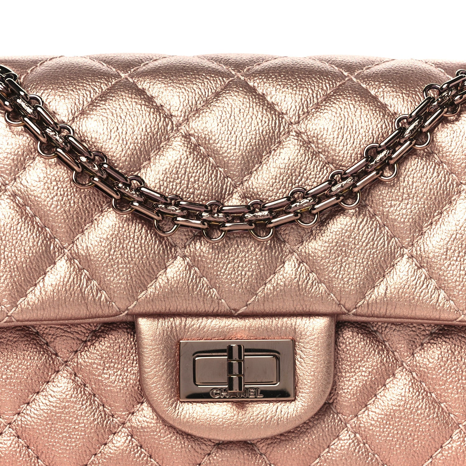Chanel Metallic Grained Calfskin Quilted 2.55 Reissue Mini Flap Copper Pink 8 of 11